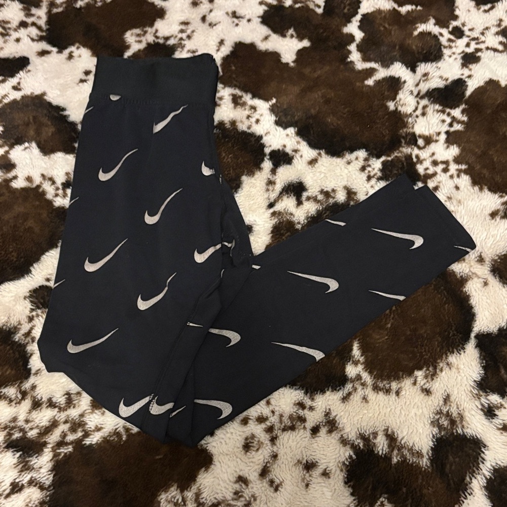 Nike Kids Black and White Swoosh Leggings